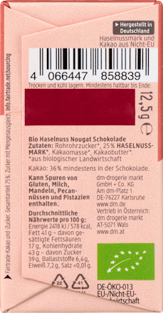 Schokolade Haselnuss Nougat dmBio