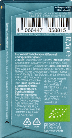 bio mléčná čokoláda Spekulatius  dmBio