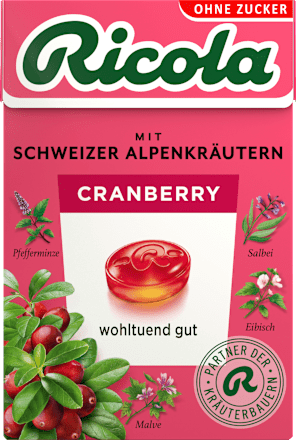 RicolaBonbon, Cranberry, zuckerfrei, in der Taschenbox, 50 g