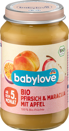 Био плодово пюре праскова и маракуя с ябълка, 5+м babylove