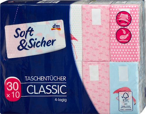 Taschentücher Classic Design 4-lagig (30x10 St) Soft&Sicher