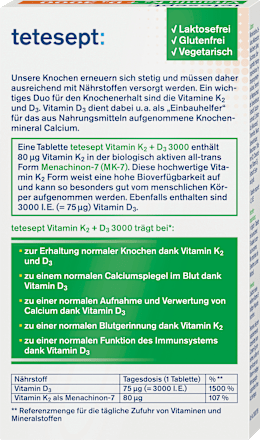 Vitamin K2 + D3 3000 Mini-Tabletten 30 St tetesept