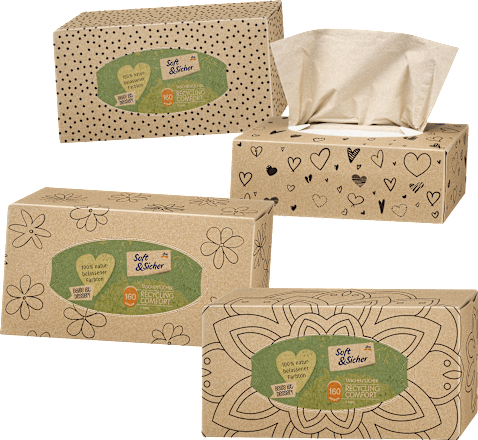 Taschentücher Box Recycling 3-lagig Soft&Sicher