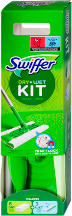 DRY+WET KIT set za brisanje podova (1 džoger, 8 krpa i 3 vlažne maramice) Swiffer