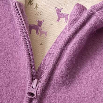 Jacke aus Merinowolle mit Mitwachsfunktion & Reh-Muster, lila, Gr. 86/92 ALANA