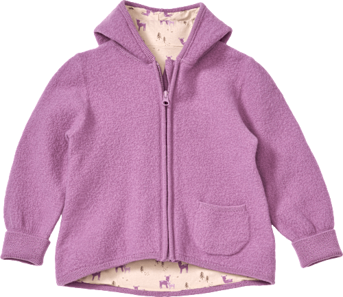 Jacke aus Merinowolle mit Mitwachsfunktion & Reh-Muster, lila, Gr. 86/92 ALANA