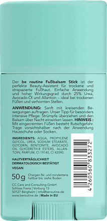 Fußcreme, Fußbalsam Stick Urea BE ROUTINE