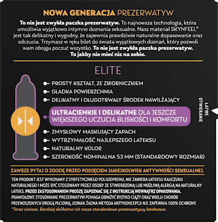 Prezerwatywy nielateksowe Elite SKYN