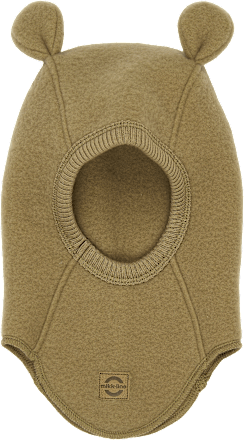 Schlupfmütze mit Merinowolle & Ohren, khaki, Gr. 86/92 Mikk-Line
