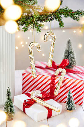 Zuckerstangen-Behang gold-weiß Dekorieren & Einrichten