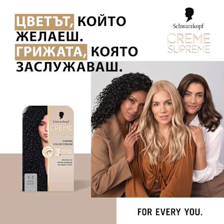 Боя за коса Creme Supreme - Nr. 1-1 Хладно черно Schwarzkopf CREME SUPREME