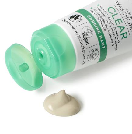 Krema za umivanje obraza CLEAR z glino in bio zelenim čajem alverde NATURKOSMETIK