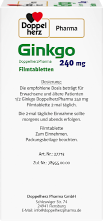 Ginkgo DoppelherzPharma 240 mg Filmtabletten Doppelherz