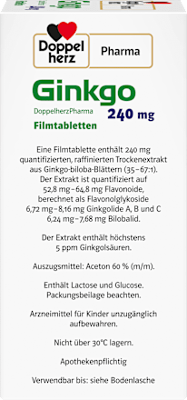 Ginkgo DoppelherzPharma 240 mg Filmtabletten Doppelherz