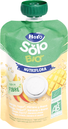Purea BIO NUTRIFLORA con mango, yogurt, avena e banana Hero Solo