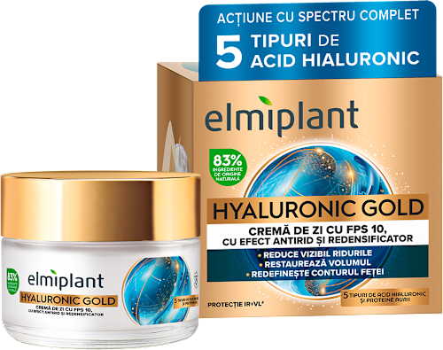 Hyaluronic gold cremă de zi antirid cu efect de umplere Elmiplant