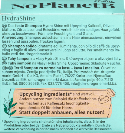 HydraShine čvrsti šampon za kosu - ulje kafe i listovi masline No Planet B