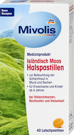 Pastilky na bolesť hrdla s islandským lišajníkom Mivolis