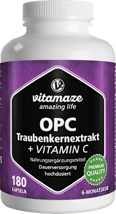 Vitamaze OPC Traubenkernextrakt + Vitamin C Kapseln 180 St vitamaze