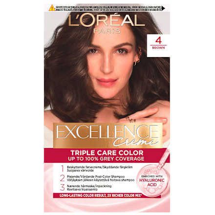 Vopsea de păr permanentă cu acid hialuronic 4 Șaten L'ORÉAL PARiS EXCELLENCE Creme