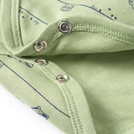 Wickelbody Langarm mit Waldtier-Muster, grün, Gr. 46/48 ALANA