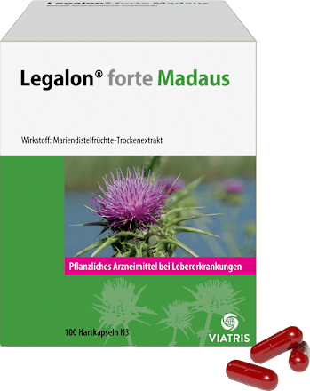 Legalon forte Madaus Hartkapseln Wirkstoff: Mariendistelfrüchte-Trockenextrakt Legalon forte Madaus