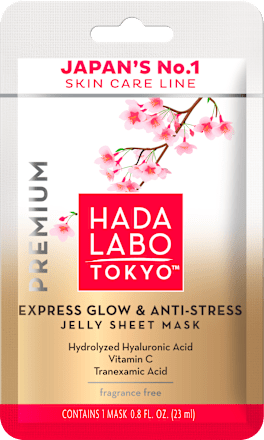Premium maska za obraz v robčku Express Glow & Anti-stress HADA LABO TOKYO