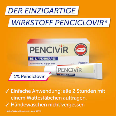 Pencivir bei Lippenherpes 10 mg/g Creme PENCIViR