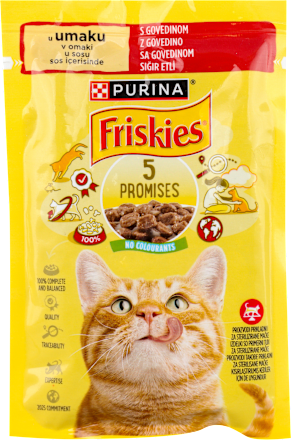 5 PROMISES kompletna vlažna hrana za odrasle mačke - govedina PURINA Friskies