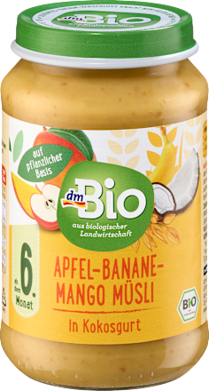 Ovocný príkrm jablko, banán, mango v kokosovom jogurte dmBio