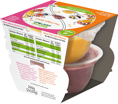 Porridge Bowl Banane, Erdbeere, Mango ab 3 Jahren (2x120 g) Freche Freunde