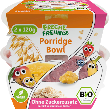 Porridge Bowl Banane, Erdbeere, Mango ab 3 Jahren (2x120 g) Freche Freunde