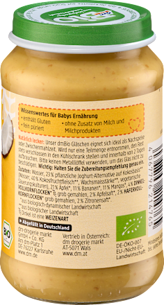 Musli owocowo-zbożowe z jabłkiem, bananem i mango w jogurcie kokosowym, od 6. miesiąca życia dmBio