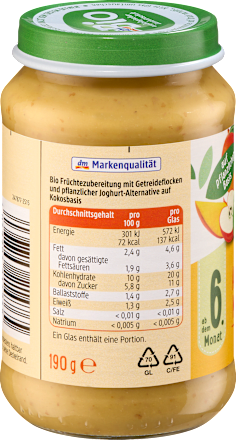 Musli owocowo-zbożowe z jabłkiem, bananem i mango w jogurcie kokosowym, od 6 miesiąca dmBio