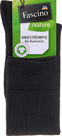 Kniestrümpfe mit Bio-Baumwolle schwarz Gr. 39-42 Fascino