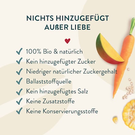 Quetschie Karotte, Mais, Mango und Quinoa, ab 6 Monaten LoveMade Organics