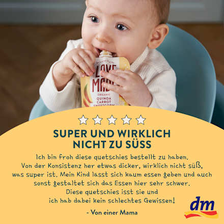 Quetschie Karotte, Mais, Mango und Quinoa, ab 6 Monaten LoveMade Organics