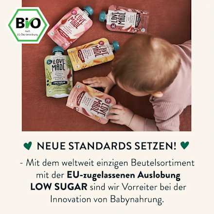 Quetschie Erbsen, Zucchini, Apfel und Quinoa, ab 6 Monaten LoveMade Organics