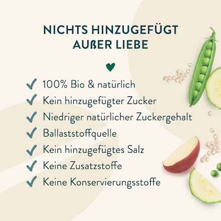 Quetschie Erbsen, Zucchini, Apfel und Quinoa, ab 6 Monaten LoveMade Organics