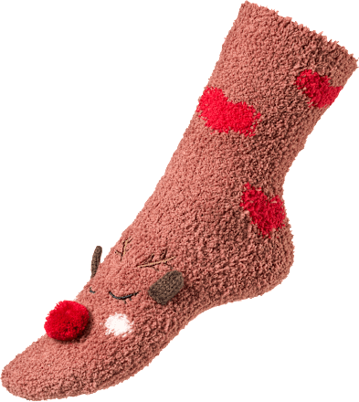 Kuschelsocken XMAS mit Rentier-Motiv braun Gr. 39-42 Fascino