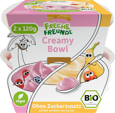 Frucht Creamy Bowl Banane, Himbeere, Apfel ab 1 Jahr (2x120 g) Freche Freunde
