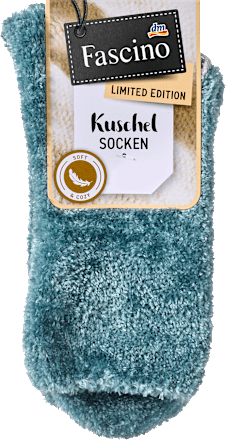 Kuschelsocken mit Chenille-Garn grün Gr. 39-42 Fascino
