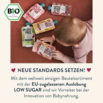 Quetschie Haferbrei, Pastinake, Erdbeere und Apfel, ab 6 Monaten LoveMade Organics