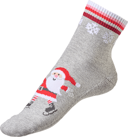 ABS Socken XMAS mit Weihnachtsmann-Motiv grau Gr. 39-42 Fascino