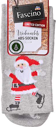 ABS Socken XMAS mit Weihnachtsmann-Motiv grau Gr. 39-42 Fascino