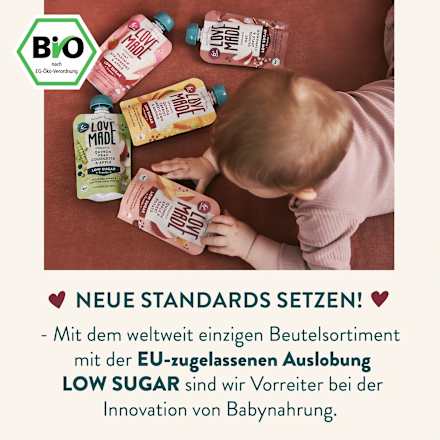 Quetschie Haferbrei, Apfel, Pastinake, Quinoa und Zimt, ab 6 Monaten LoveMade Organics