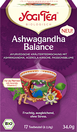 Kräutertee "Ashwagandha Balance" mit Ashwagandha, Acerola-Kirsche & Passionsblume (17 Beutel) YOGI TEA