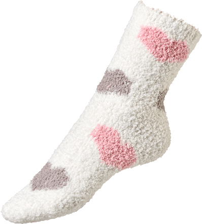 Kuschelsocken mit Herz-Muster weiß & rosa Gr. 35-38 Fascino
