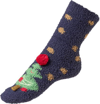 Kuschelsocken XMAS mit Tannenbaum-Motiv blau Gr. 35-38 Fascino