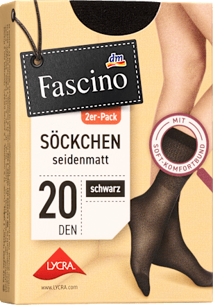 Söckchen seidenmatt schwarz Gr. 39-42, 20 DEN Fascino